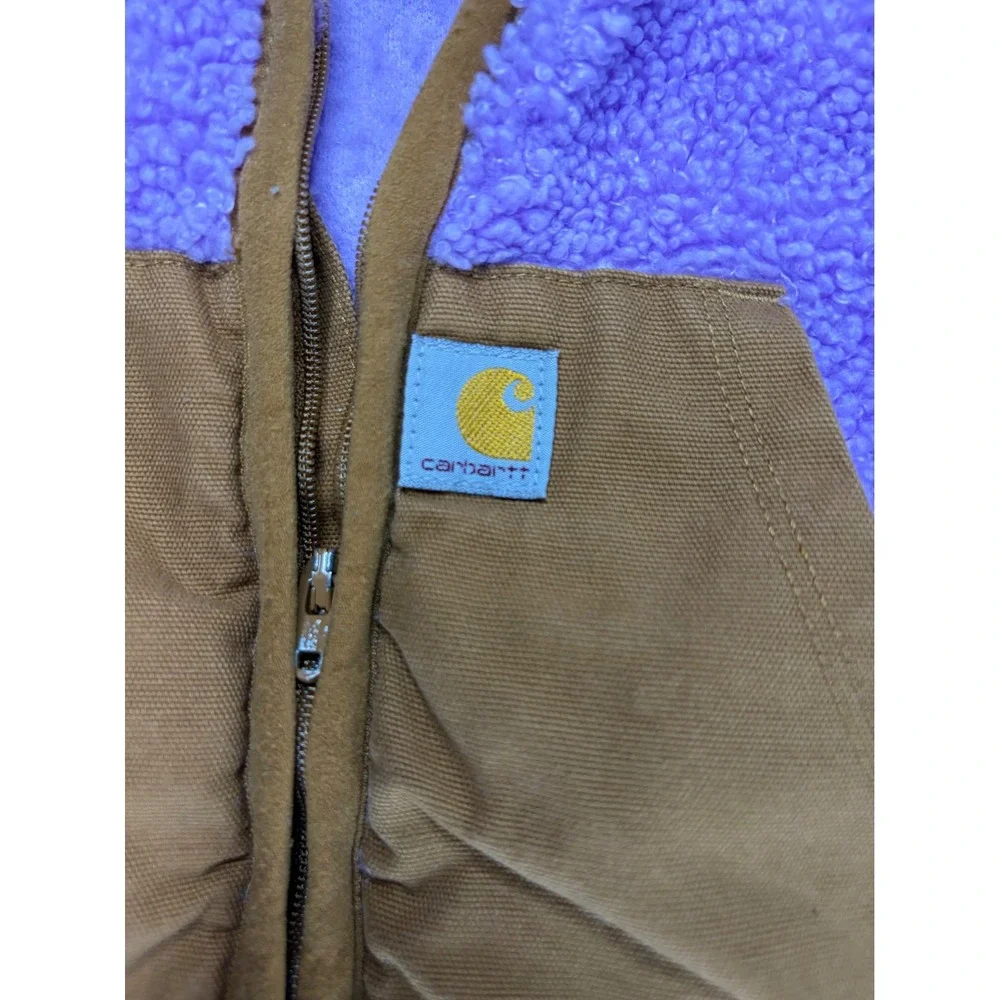 Carhartt Baby Girls Purple Sherpa Fleece Hooded Coverall Jumpsuit 18M Zip